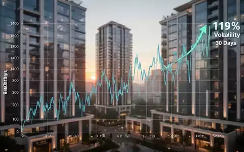 Ein stilisierter Graph mit starker Volatilität und Aufwärtstrend vor unscharfen modernen Hochhäusern bei Sonnenaufgang. - Foto: über boerse-global.de