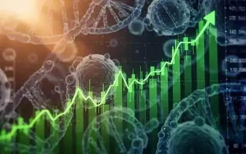 Digitaler Börsenchart mit grünem Aufwärtstrend und angedeuteten wissenschaftlichen oder medizinischen Elementen im Hintergrund. - Foto: über boerse-global.de