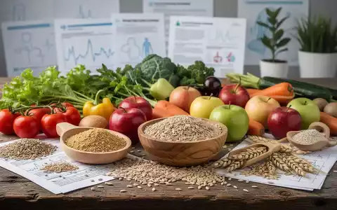 Eine Auswahl an glutenfreien Lebensmitteln, darunter frisches Gemüse, Obst und Getreide, auf einem Holztisch. - Foto: über boerse-global.de