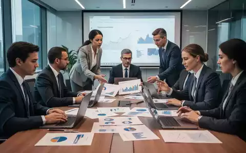 Geschäftsleute in einem modernen Konferenzraum, die Finanzdokumente besprechen, mit Laptops und Diagrammen auf dem Tisch. - Foto: über boerse-global.de