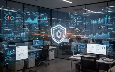 Digitale Darstellung von Finanzdaten und Compliance-Berichten in einem modernen Büroumfeld, symbolisiert Risikomanagement und Regulierung. - Foto: über boerse-global.de
