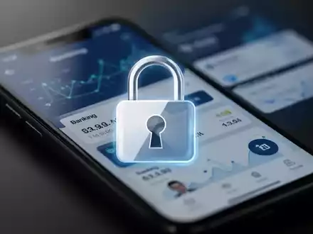 Digitales Vorhängeschloss-Symbol über verschwommenen Smartphone-Bildschirmen mit Bank-Apps, symbolisiert Sicherheit und Entschädigung bei Neobanken. - Foto: über boerse-global.de