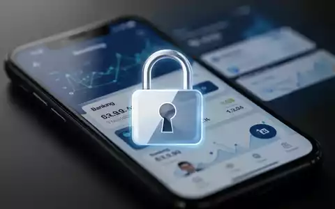 Digitales Vorhängeschloss-Symbol über verschwommenen Smartphone-Bildschirmen mit Bank-Apps, symbolisiert Sicherheit und Entschädigung bei Neobanken. - Foto: über boerse-global.de
