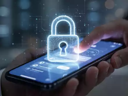 A glowing padlock icon overlaid on a smartphone screen, symbolizing AI-driven password management and digital security. - Foto: über boerse-global.de