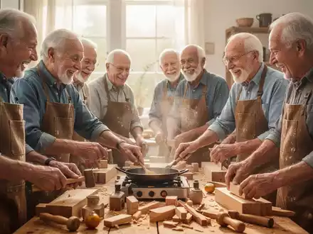 Ältere Männer nehmen an einer Gruppenaktivität teil, die Gemeinschaft und geistige Aktivität fördert. - Foto: über boerse-global.de