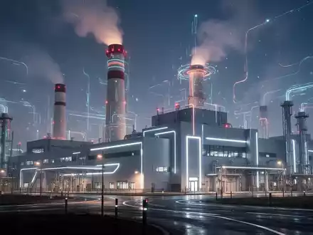 Eine stilisierte, moderne Energieanlage mit leuchtenden Elementen, die Innovation und Führung im Energiesektor symbolisiert. - Foto: über boerse-global.de