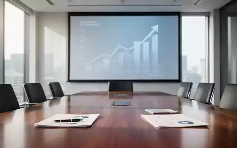 Ein moderner Konferenzraum mit einem Bildschirm, der Wachstumsdiagramme anzeigt, und einem Tisch mit Dokumenten, der Geschäftserfolg symbolisiert. - Foto: über boerse-global.de