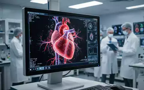 Nahaufnahme eines PET-Scans des menschlichen Herzens mit leuchtenden Tracern auf einem medizinischen Monitor in einem Labor. - Foto: über boerse-global.de