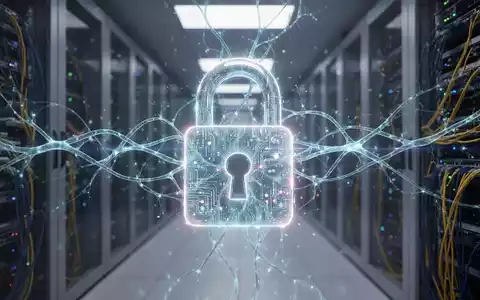 Ein leuchtendes digitales Vorhängeschloss, das sich mit abstrakten neuronalen Netzlinien verschränkt, symbolisiert KI und Identitätsschutz. - Foto: über boerse-global.de