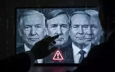 Eine Hand manipuliert ein digitales Display mit verzerrten Gesichtern und Binärcode, Symbol für KI-Video-Betrug und Finanzrisiken. - Foto: über boerse-global.de