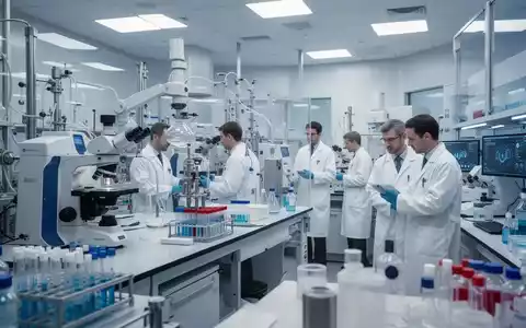 Ein modernes pharmazeutisches Forschungslabor mit Wissenschaftlern, die an High-Tech-Geräten arbeiten. - Foto: über boerse-global.de