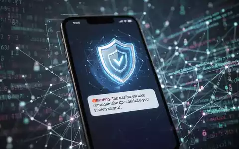 Ein Smartphone-Bildschirm zeigt eine Warnmeldung über eine riskante App, überlagert von einem digitalen Schildsymbol. - Foto: über boerse-global.de