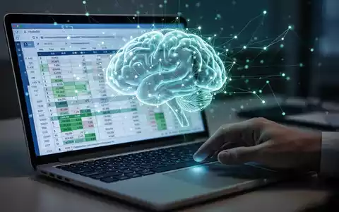 A glowing neural network overlaying a spreadsheet on a laptop screen, symbolizing AI integration in Excel for data analysis and automation. - Foto: über boerse-global.de