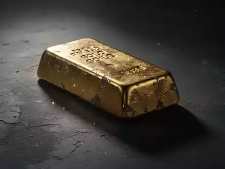 Ein schwerer Goldbarren liegt auf einer dunklen Oberfläche, umgeben von Schatten, was Spannung und Druck andeutet. - Foto: über boerse-global.de