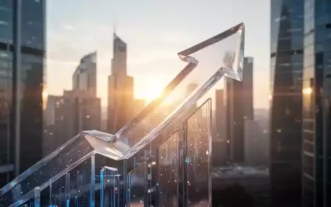 Eine stilisierte, aufwärts gerichtete Pfeilform über einem unscharfen Finanzviertel bei Sonnenaufgang, symbolisiert Wachstum und positive Entwicklung. - Foto: über boerse-global.de
