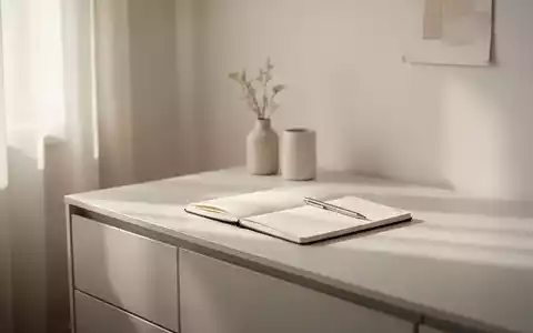 Ein aufgeräumter, minimalistischer Raum mit natürlichem Licht, das auf einen Schreibtisch fällt, auf dem ein Notizbuch liegt. - Foto: über boerse-global.de