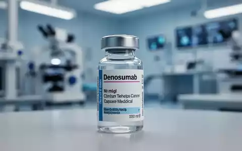 Nahaufnahme eines Medikamentenfläschchens, möglicherweise Denosumab, in einer sterilen medizinischen Umgebung, mit Fokus auf präzise Dosierung und Forschung. - Foto: über boerse-global.de