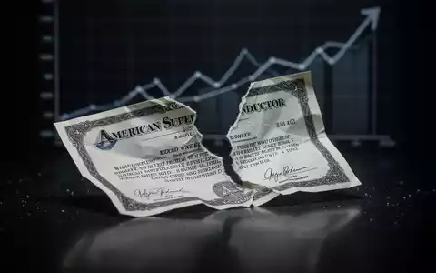 Ein zerrissenes American Superconductor-Aktienzertifikat liegt auf einer dunklen Oberfläche, im Hintergrund eine verschwommene Wachstumskurve. - Foto: über boerse-global.de