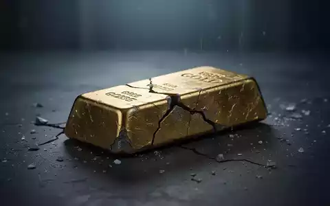 Ein gerissener Goldbarren liegt auf einer dunklen Oberfläche, symbolisiert den starken Wertverlust. - Foto: über boerse-global.de
