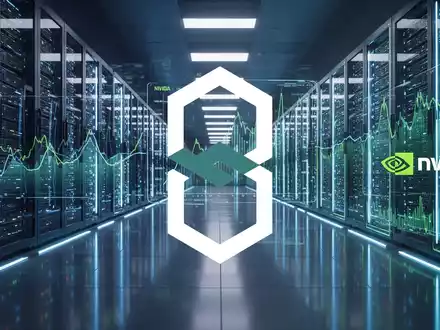 Ein futuristisches Rechenzentrum mit leuchtenden Servern und holografischen Finanzdaten, die Nvidia-Technologie symbolisieren. - Foto: über boerse-global.de