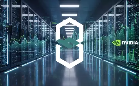 Ein futuristisches Rechenzentrum mit leuchtenden Servern und holografischen Finanzdaten, die Nvidia-Technologie symbolisieren. - Foto: über boerse-global.de