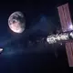Ursprünglich sah das Projekt auch einen Außenposten am Mond namens «Lunar Gateway» vor - hier eine grafische Darstellung. - Bild: Alberto Bertolin/Nasa/dpa