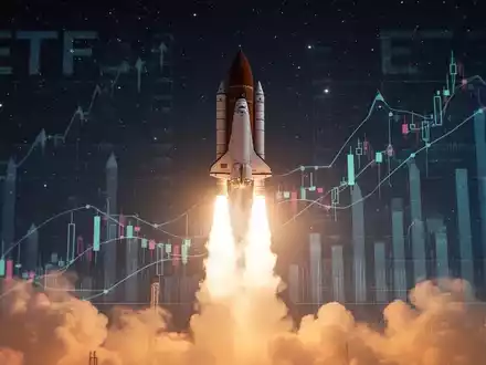 Eine Rakete startet in den Nachthimmel, überlagert von abstrakten Finanzdaten-Grafiken. - Foto: über boerse-global.de