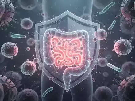 Abstrakte Darstellung des Immunsystems mit schützenden Proteinen und Darmgesundheitselementen, die Lactoferrin symbolisieren. - Foto: über boerse-global.de