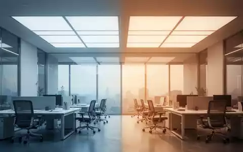Ein modernes Büro mit großen, leuchtenden Deckenpaneelen, die natürliches Tageslicht imitieren und eine angenehme Arbeitsatmosphäre schaffen. - Foto: über boerse-global.de
