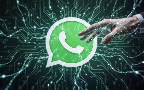 Digital illustration of the WhatsApp logo intertwined with AI neural network lines and circuit patterns, with a hand reaching in. - Foto: über boerse-global.de