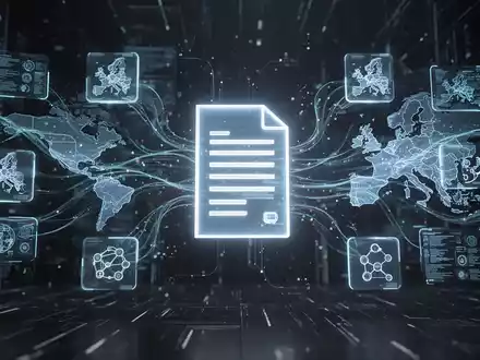 Digital rendering of data flow between European digital icons and a glowing document, symbolizing open-source software and digital sovereignty. - Foto: über boerse-global.de