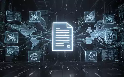 Digital rendering of data flow between European digital icons and a glowing document, symbolizing open-source software and digital sovereignty. - Foto: über boerse-global.de