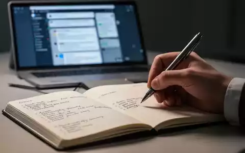 Eine Hand schreibt in ein Notizbuch, im Hintergrund ist ein unscharfes Tablet mit digitalen Notizen zu sehen. - Foto: über boerse-global.de