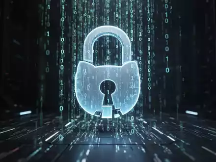 A digital padlock icon with binary code flowing over a GitHub Octocat logo, symbolizing cybersecurity and data protection. - Foto: über boerse-global.de