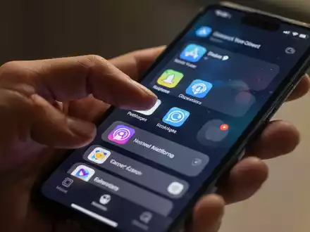 A hand holding an iPhone, with the screen showing app notification settings and icons. - Foto: über boerse-global.de