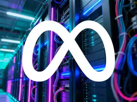 Eine futuristische Serverraum-Szene mit leuchtend blauen und violetten Lichtern, die KI-Infrastruktur und Supercomputer zeigt. - Foto: über boerse-global.de