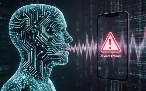 Eine stilisierte Kopf-Silhouette aus leuchtenden Leiterbahnen mit einer verzerrten Schallwelle und einem Smartphone mit Warnsymbol. - Foto: über boerse-global.de