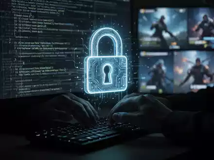 A shadowy figure's hands typing on a keyboard, with a glowing, ominous digital lock icon superimposed over the screen. - Foto: über boerse-global.de