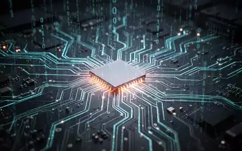 A close-up, glowing circuit board with digital data streams and binary code overlaid, symbolizing software vulnerabilities and cybersecurity. - Foto: über boerse-global.de