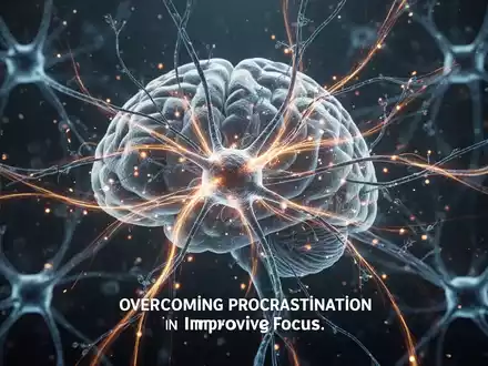 Abstrakte Darstellung von Gehirnaktivität mit leuchtenden Synapsen und neuronalen Verbindungen, die Konzentration und Überwindung von Prokrastination symbolisieren. - Foto: über boerse-global.de