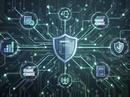 Abstrakte Darstellung von KI-Regulierung mit vernetzten Symbolen für Daten, Gesetze und Sicherheit auf einem Schaltkreis-Hintergrund. - Foto: über boerse-global.de