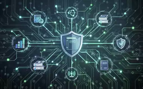 Abstrakte Darstellung von KI-Regulierung mit vernetzten Symbolen für Daten, Gesetze und Sicherheit auf einem Schaltkreis-Hintergrund. - Foto: über boerse-global.de