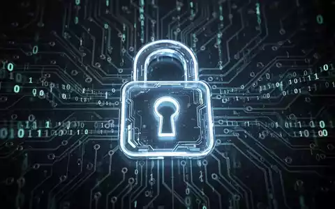 A glowing, futuristic padlock icon over a circuit board, with binary code flowing. Represents digital security and updates. - Foto: über boerse-global.de