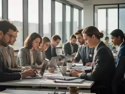 Ein Team von konzentrierten Fachleuten in einem modernen Büro, die ohne Ablenkung an ihren Aufgaben arbeiten. Die Atmosphäre ist ruhig und produktiv. - Foto: über boerse-global.de