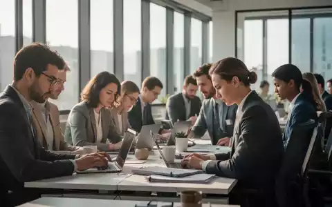 Ein Team von konzentrierten Fachleuten in einem modernen Büro, die ohne Ablenkung an ihren Aufgaben arbeiten. Die Atmosphäre ist ruhig und produktiv. - Foto: über boerse-global.de