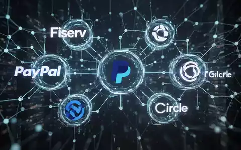 Digital connections representing Fiserv, PayPal, and Circle, symbolizing a new era of blockchain-integrated financial services. - Foto: über boerse-global.de