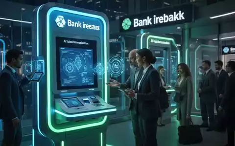 A customer interacts with a futuristic bank information point, symbolizing AI and human support in banking. - Foto: über boerse-global.de