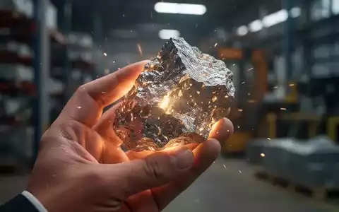 Nahaufnahme einer Hand, die eine leuchtende Materialprobe vor einem unscharfen Industriehintergrund hält. - Foto: über boerse-global.de