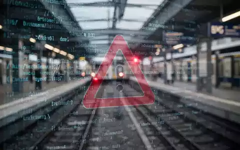Abstrakte Darstellung digitaler Datenströme mit einem Warnsymbol, das auf eine Datenpanne im öffentlichen Nahverkehr hinweist. - Foto: über boerse-global.de