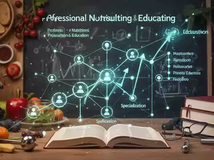 Ein stilisiertes Bild, das vernetzte Datenpunkte und Bildungspfade darstellt, die professionelle Ernährungsberatung und -bildung symbolisieren. - Foto: über boerse-global.de